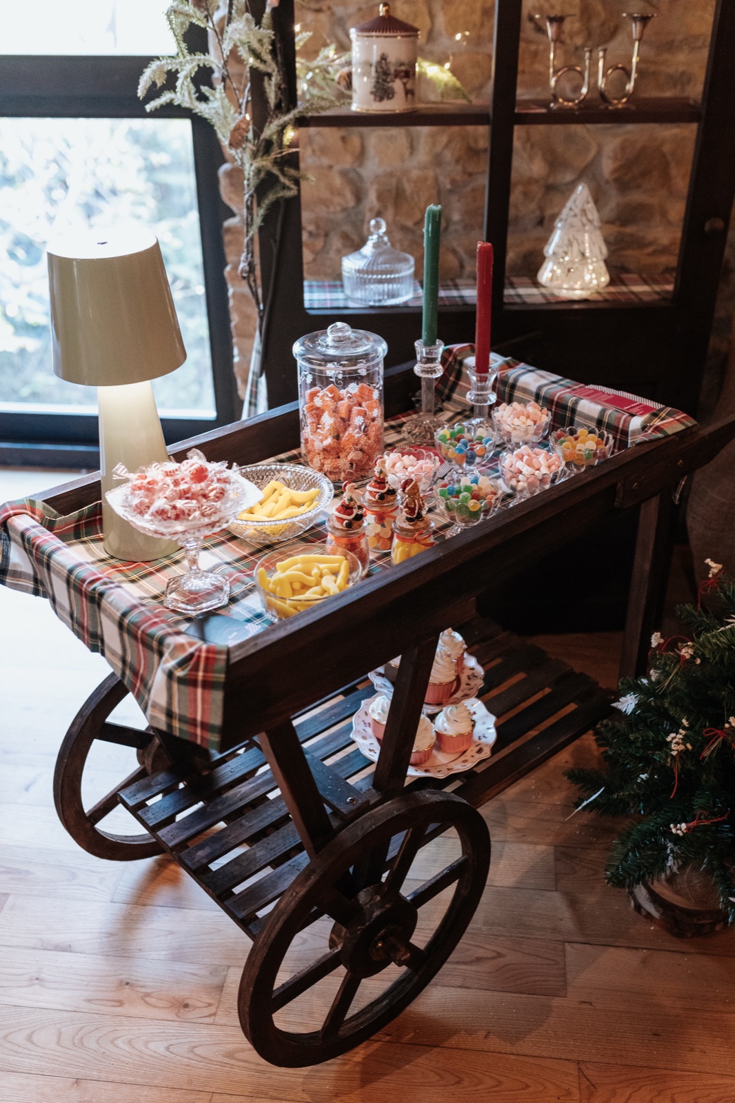 Carrito vintage de dulces para eventos